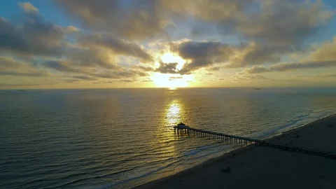 Hovering high above Manhattan Beach, Los Angeles, California - * Some Color * Video stock 90105547
