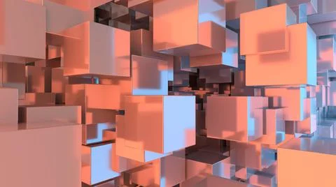 Hovering jigsaw puzzle background with many blocks forming a cube 3D concept  Illustrazione stock