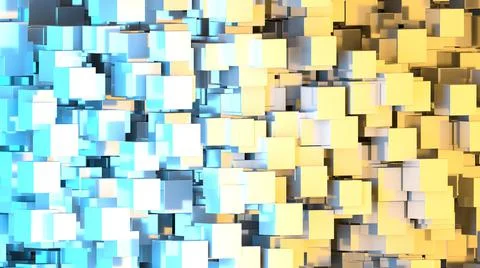 Hovering jigsaw puzzle background with many blocks forming a cube 3D concept  Illustrazione stock