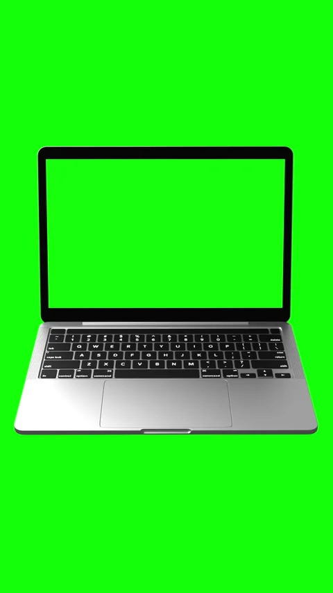 Hovering laptop template with green screen on the display. Stock Footage 282309535