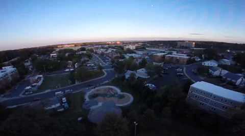 A hovering look at the ground around 5 PM at golden hour  Stock Footage 42312114