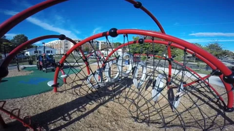 Hovering low over an empty playground in a local neighborhood (1 of 2) Stock Footage 42312184