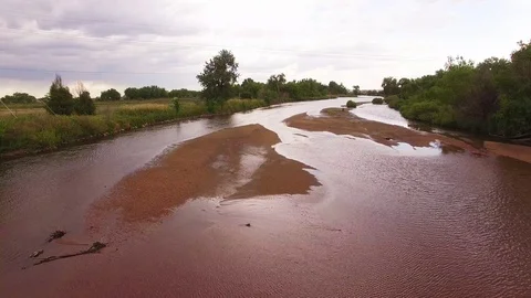 Hovering Low Over River Color Corrected Stock Footage 98846447
