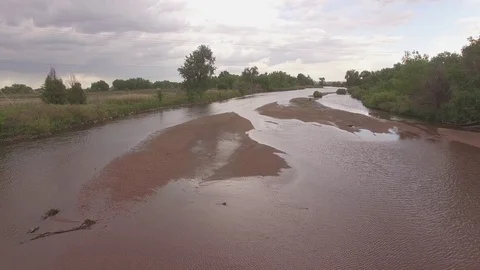 Hovering Low Over River Stock Footage 98846476