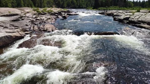 Hovering over active rapids Stock Footage 158754492
