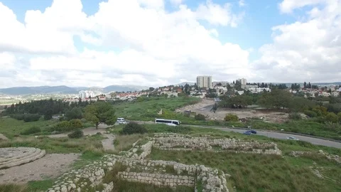 Hovering over ancient ruins of Beit Shemesh. Israel. DJI-0126-06 Video stock 123333991