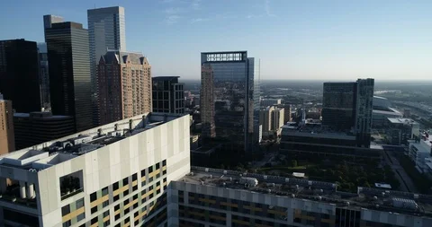 Hovering over downtown Houston Stock Footage 120771989