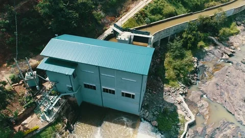 Hovering Over A Hydro Electric Plant Stock Footage 248790564