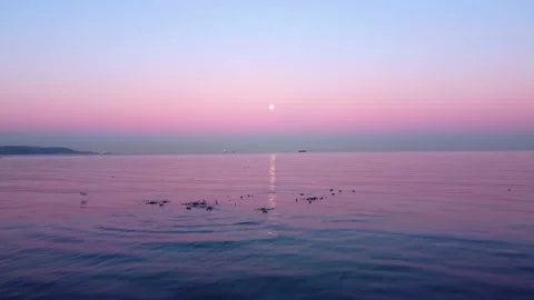 Hovering the sea at sunset Stock Footage 171594996