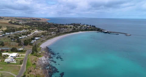 Hovering view of Penneshaw,Kangaroo Island, South Australia,Australia,2020/11/25 Stock Footage 305177014