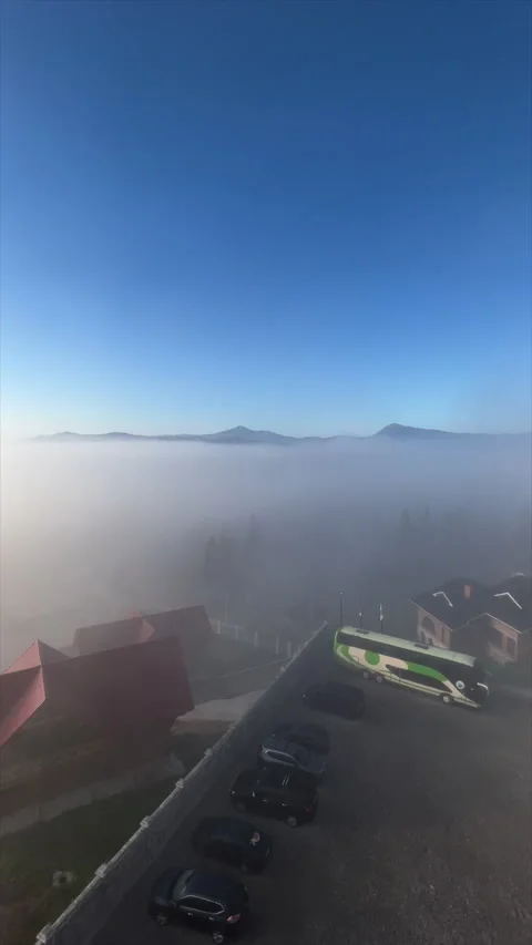 Hoverla and Petros view from the hotel. Stock Footage 281255919