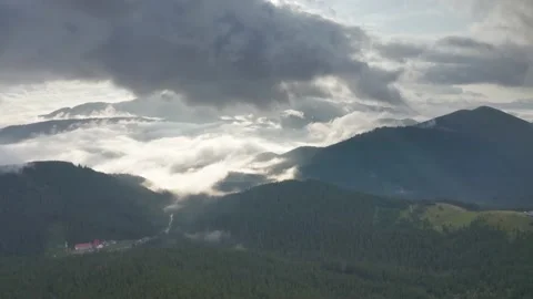 Hoverla flying drone at sunset Stock Footage 171679694
