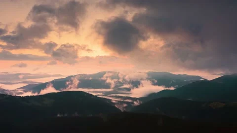 Hoverla flying drone at sunset Stock Footage 171679719
