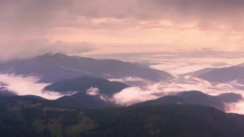 Hoverla flying drone at sunset Stock Footage 171810373