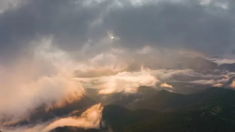 Hoverla flying drone at sunset Stock Footage 171810485