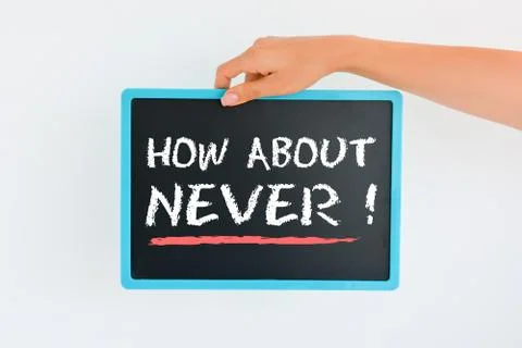 How about never or refusal text on blackboard Fotos Stock