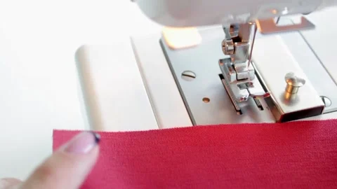 How to align the sections of fabric without using an estimate seam and pins. Stock Footage 169989608