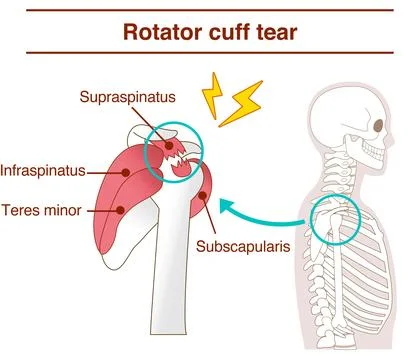 How and why rotator cuff tears occur from the lateral view Stock-Illustration