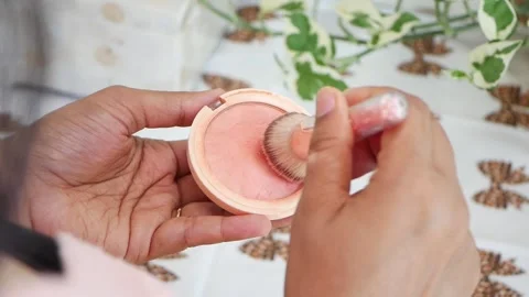 How to apply blush in a simple way Stock Footage 342484449