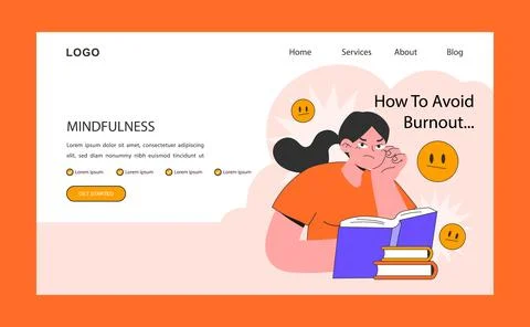 How to avoid professional burnout web banner or landing page. Young Stock Illustration