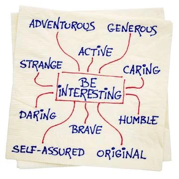 How to be interesting - positive character features how to be interesting ... Stock Photos