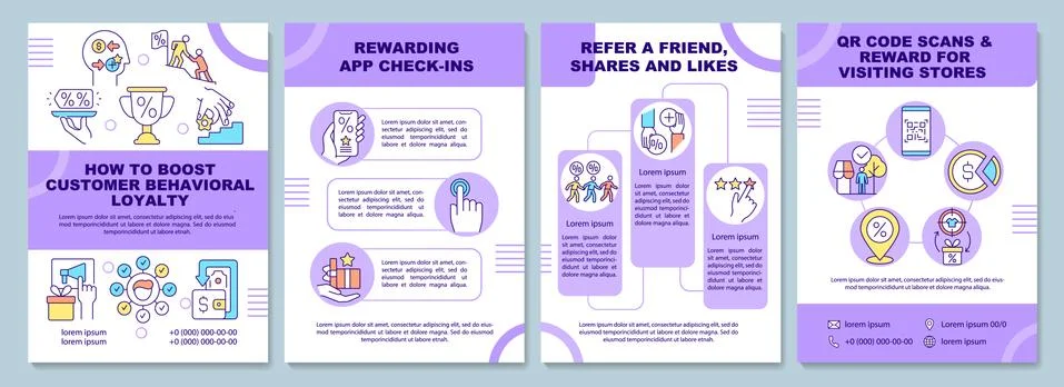 How to boost customer behavioral loyalty brochure template Stock Illustration