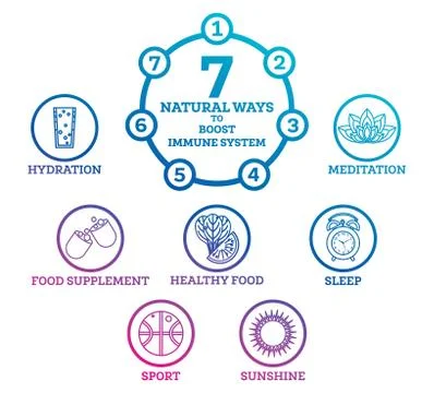 How to Boost Your Immune System. Infographic Elements Isolated on White. イラスト素材