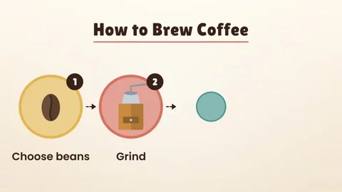 How to brew coffee infographic beans Vídeo Stock 348618033