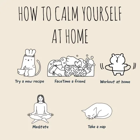 How to calm yourself video illustration on cream color background Stock Footage 166584517