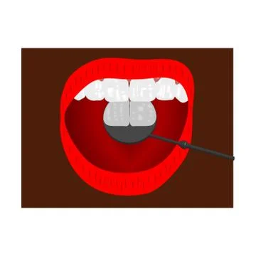How can one examine the teeth on the other side with a tooth mirror Stock Illustration