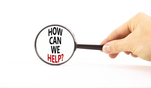 How can we help symbol. Concept words How can we help on beautiful magnifyi.. Stock Photos