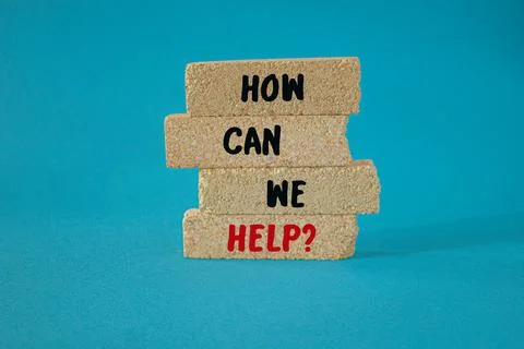 How can we help symbol. Concept words How can we help on brick blocks. Stock Photos
