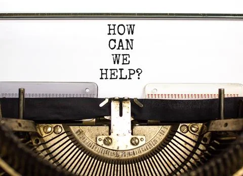 How can we help symbol. Concept words How can we help typed on beautiful ol.. Stock Photos