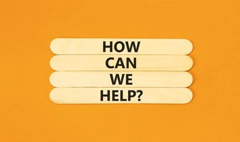 How can we help symbol. Concept words How can we help on beautiful wooden s.. Stock Photos