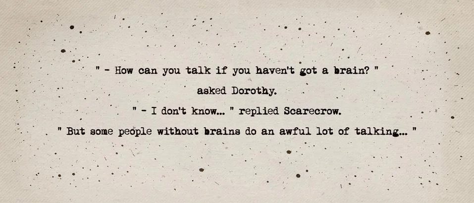 How can you talk if you haven't got a brain? asked Dorothy. I don't know, rep Stock Illustration