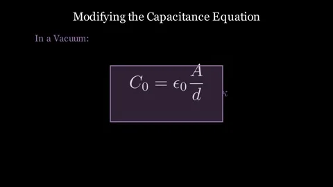 How the capacitance equation is modified by a dielectric Stock Footage 333892769