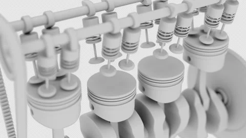 How a car engine works from the inside. Alpha Channel. Stock Footage 308075028