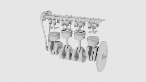 How a car engine works from the inside. Alpha Channel. Stock Footage 308739166