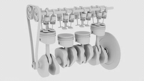 How a car engine works from the inside. Alpha Channel. Stock Footage 309334476