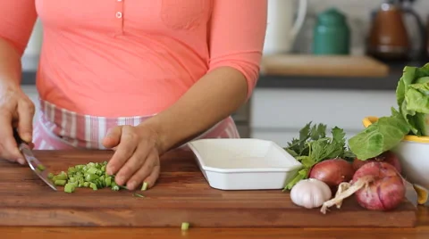 How to chop fresh green celery Stock Footage 54797400
