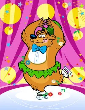 How a circus bear skates Stock Illustration