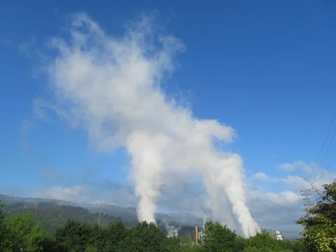 How clouds are made with polluting smoke from industry chimneys Фото