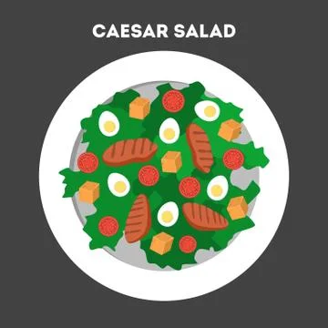 How to cook caesar salad at home Stock Illustration