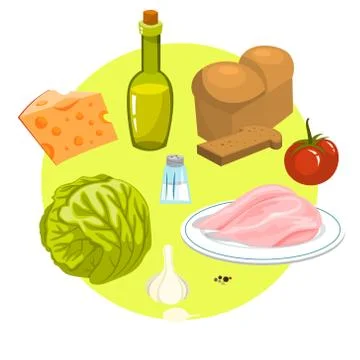 How to cook caesar salad at home Stock Illustration