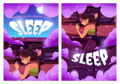 How to create a better sleep cartoon ad poster. Stock Illustration