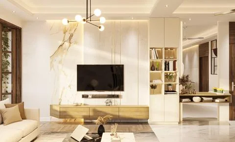 How to Create a Chic and Contemporary Living Room Space Illustrazione stock