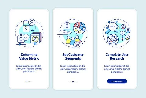 How to create pricing strategy onboarding mobile app screen 库存插图