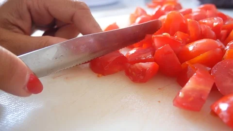 How to Cut a Tomato Stock Footage 122368115