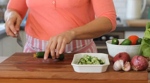 How to cutting cucumber Stock Footage 54788626