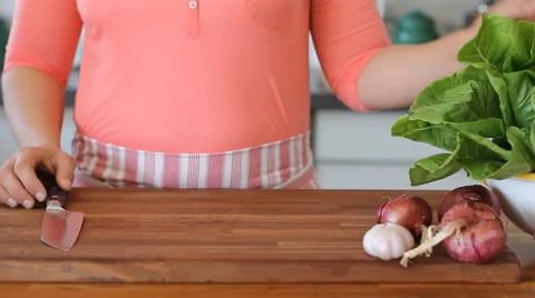 How to cutting lettuce Stock Footage 54771056